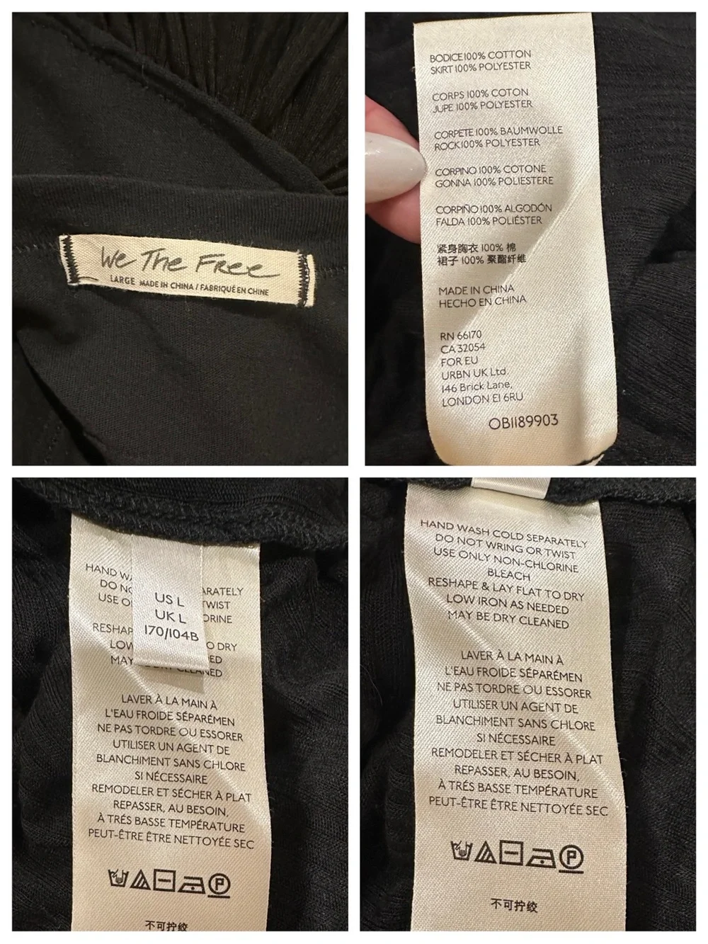 FREE PEOPLE We The Free Madison Tank, Black, Sz Large